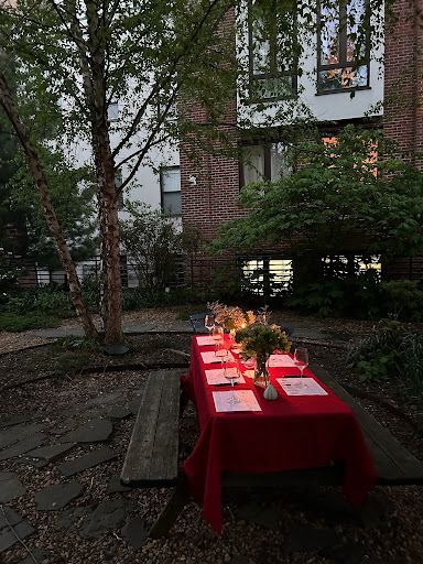 Table spread at a Sips wine tasting